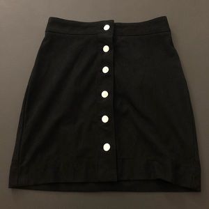 Black Button-up Suede Skirt